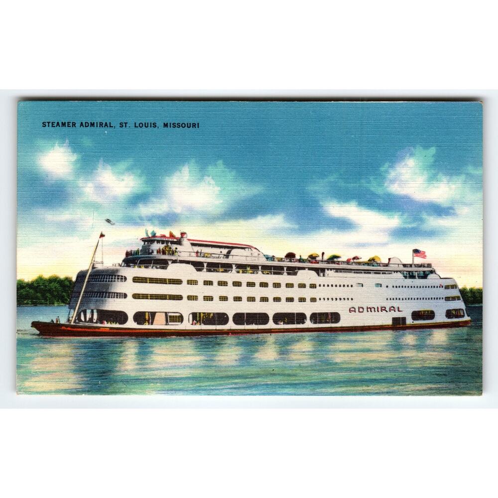 Linen Postcard Steamer Admiral St. Louis Missouri Vintage 1940s